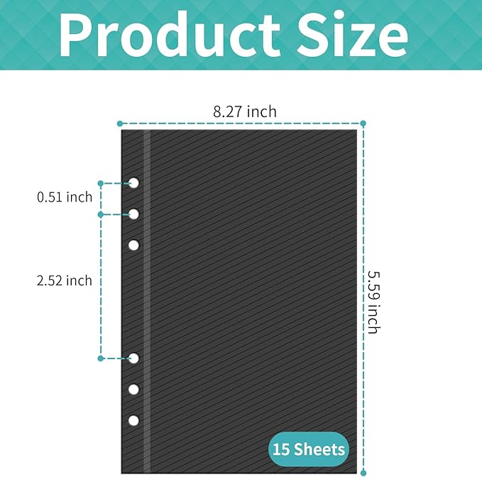 Photo Album Pages Refill for 6 Ring Binder, 15 Sheets/30 Self-Adhesive Pages, Scrapbook Album Sheets Fit 2x3, 4x6, 5x7 Photo