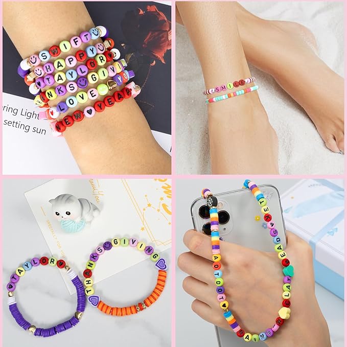 ARTDOT 800 Pieces Assortment Letter Beads for Friendship Bracelets Making Kit, 28 Styles Jewelry Making Supplies Letter Beads Set Preppy Crafts Art