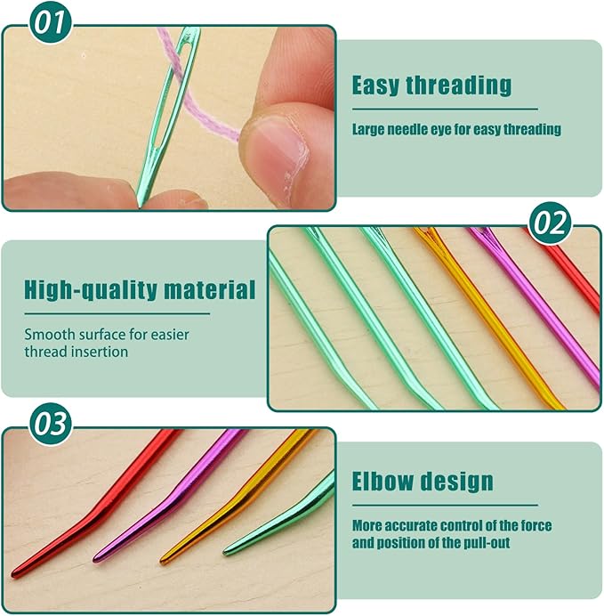Bupete 25 Pcs Yarn Needles Set, Tapestry Needle, Crochet Needles for Yarn, Plastic Large Eye Sewing Needles, Curved Darning Needles, Knitting Needles for Sewing, Knitting, Crochet