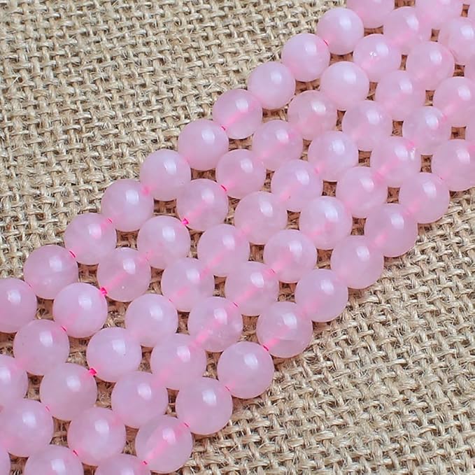 Natural Stone Beads 100pcs 6mm Rose Quartz Round Genuine Real Stone Beading Loose Gemstone DIY Charm Smooth Beads for Bracelet Necklace Earrings Jewelry Making (Pink Rose Quartz, 6mm)