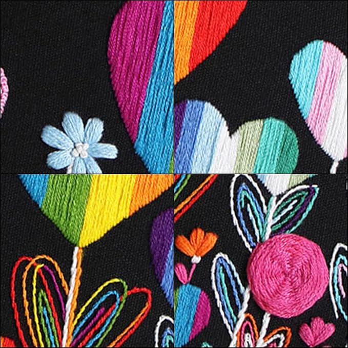 Louise Maelys Flower Beginners Embroidery Kits,Cross Stitch Kit for Adults,DIY Needlepoint with LGBT Love Pattern,Including Cloth, Needles,Threads and Instruction
