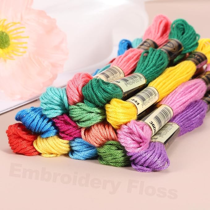 PATIKIL 14 Skeins Embroidery Floss, Polyester Embroidery Threads Bracelets String for Cross-Stitch Hand Embroidery, Multicolored Light Blue