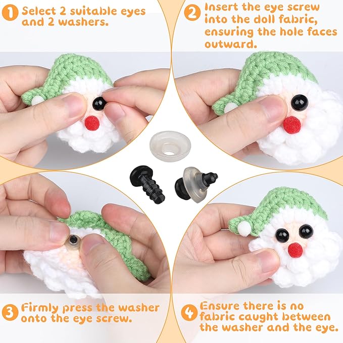 320Pcs 6mm Safety Eyes for Amigurumi Black Craft Doll Eyes for Crochet Animals with Washers, Stuffed Animal Eyes for Plush Dolls Bear Doll Making Supplies