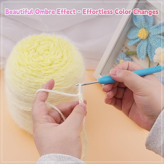 Weabetfu Gradient Cake Yarn for Crocheting & Knitting-Ombre Yarn Cake of 200g/7.05oz.-80% Acrylic,20% Nylon|Light Weight&Soft Crochet Yarns for Scarves,Blankets & Garments-15