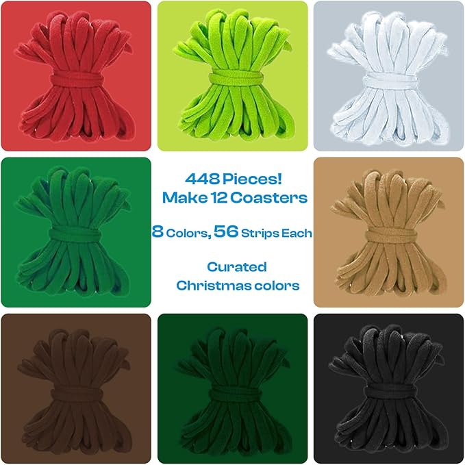 Caydo Christmas Weaving Loom Kit for Kids, Pot Holder Loom Kit for Girls 8-12, Include 448Pcs Weaving Loops(8 Colors), DIY Art and Craft Looms for Kid, Gift for Christmas & Craft-Loving Kids Age 8-12
