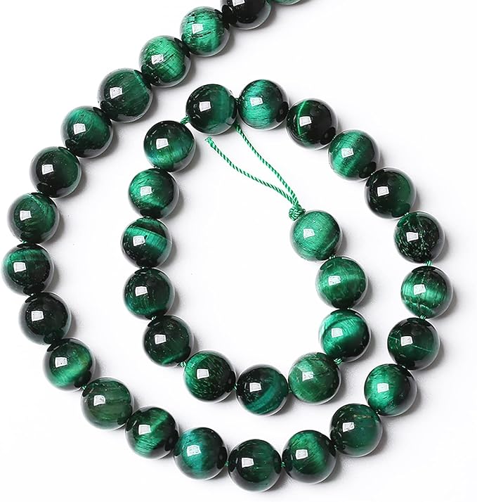 32PCS 12mm Top AAA Green Tiger Eye Beads Natural Stone Round Loose Beads for Jewelry Making DIY Bracelet,Necklace, Earrings 15" Inch