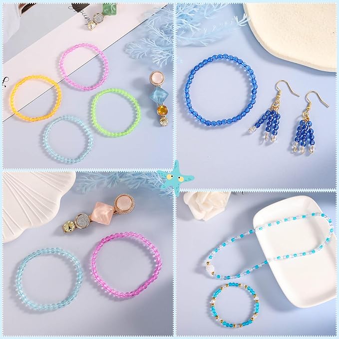 PAXCOO 5320Pcs Crystal Acrylic Beads for Jewelry Making, Round Faceted Bicone Gem Beads in 28 Colors (4 MM)