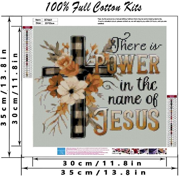 Religious Stamped Cross Stitch Kits -Needlepoint Counted Cross Stitch Kits for Beginners，Religious Cross Dimensions Cross Stitch Kits Embroidery Kit Arts and Crafts for Beginners 13.7x13.7 inch