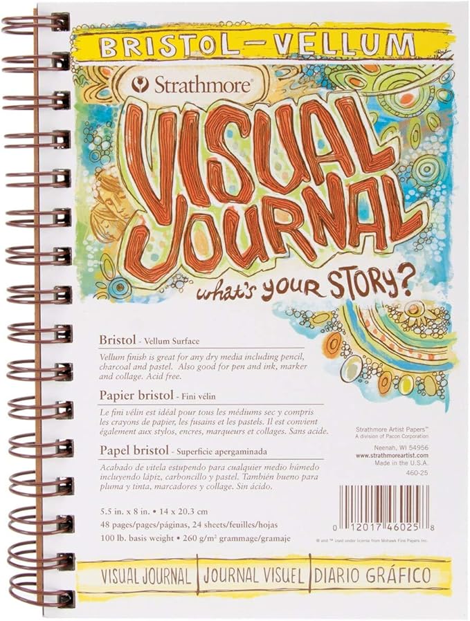 Strathmore 300 Series Visual Bristol Journal, 5.5"x8" Vellum, Wire Bound, 24 Sheets