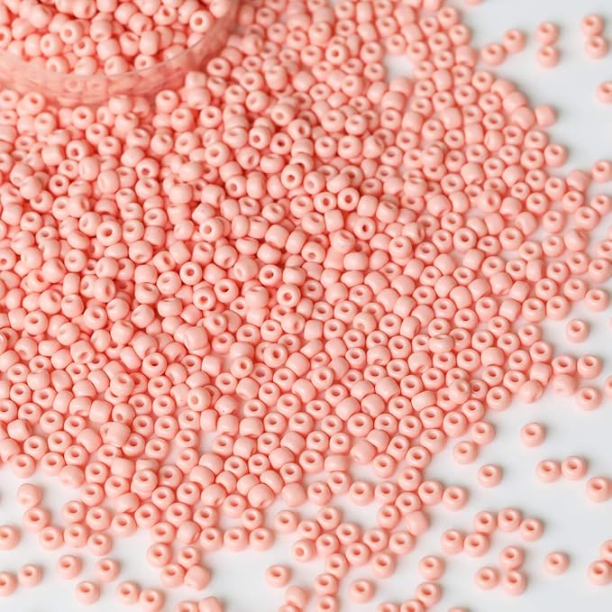 Bala&Fillic Light Pink Color 4mm Seed Beads About 1200pcs/100Grams in Bag, 6/0 Glass Craft Beads for Making Bracelet and Necklace (Light Pink)