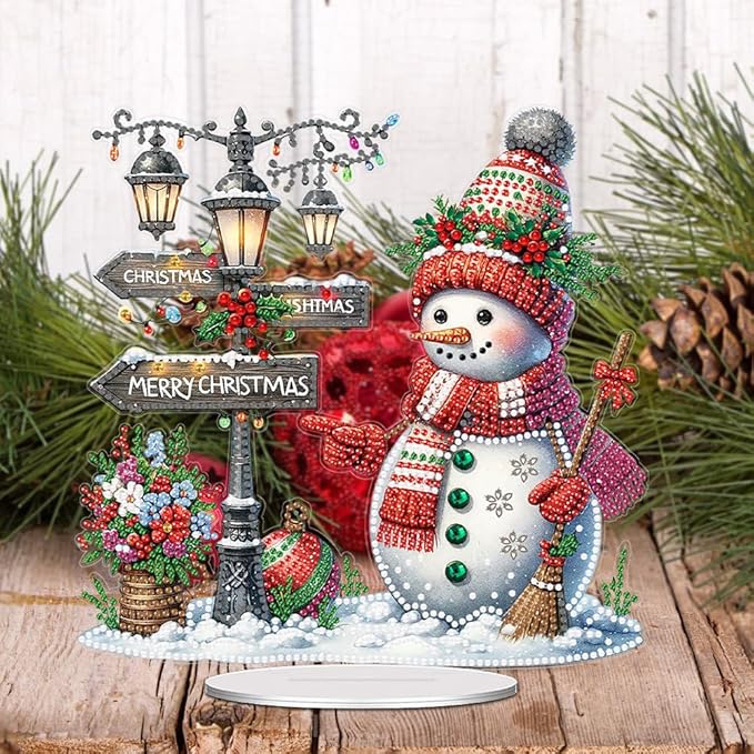 LAKEQUILL Christmas Snowman Diamond Art Hanging Kits for Adult, Diamond Art Painting Hanging Kits Ornaments, DIY Special Shaped Rhinestone Window Pendants kit for Home Garden Wall Decor Gift