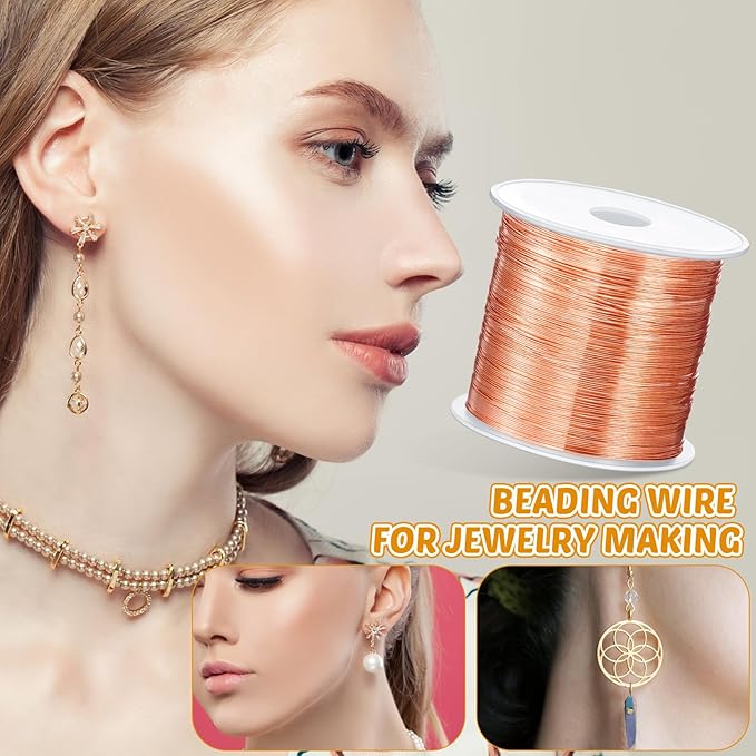 Funrous 5 Rolls 5 Size Jewelry Wire 18, 20, 22, 24, 26 Gauge Copper Wire Kit Jewelry Beading Bendable Craft Metal for Making Crafts, Sculpting with a Pliers(Copper)