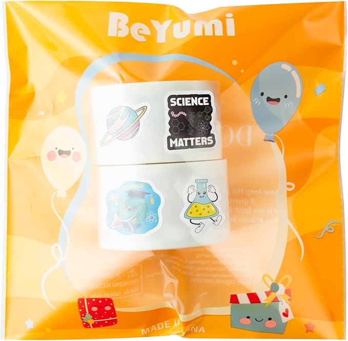 beyumi natural sciences roll stickers - 1000pcs biology experiment stickers in 2 rolls waterproof vinyl laboratory decals for laptop bottle notebook luggage computer classroom decor for kids students