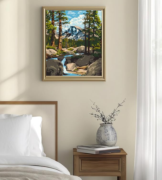 Mountain Paint by Numbers Kit for Adults Beginners, Landscape Adult Paint by Number Kits On Canvas, DIY Acrylic Oil Painting Kits for Beginners, Color by Number Adult for Home Wall Decor 16x20Inch