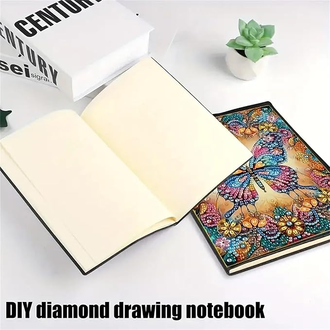 Butterfly Diamond Painting Notebook for Adults, A5 Diamonds Art Journal and DIY Sketchbook, Diamond Art Kit Supplies,Gift for Beginners, Craft Lovers, Artists. (Butterfly)