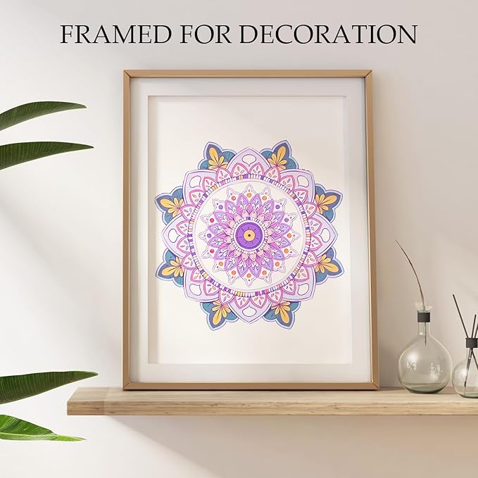 Mandala Coloring Book for Adults Relaxation, 24 Patterns Adult Coloring Books for Women Stress Relief, Inspirational Gift for Women & Men, Spiral Bound Mindfulness Coloring Book, Single-Sided Print