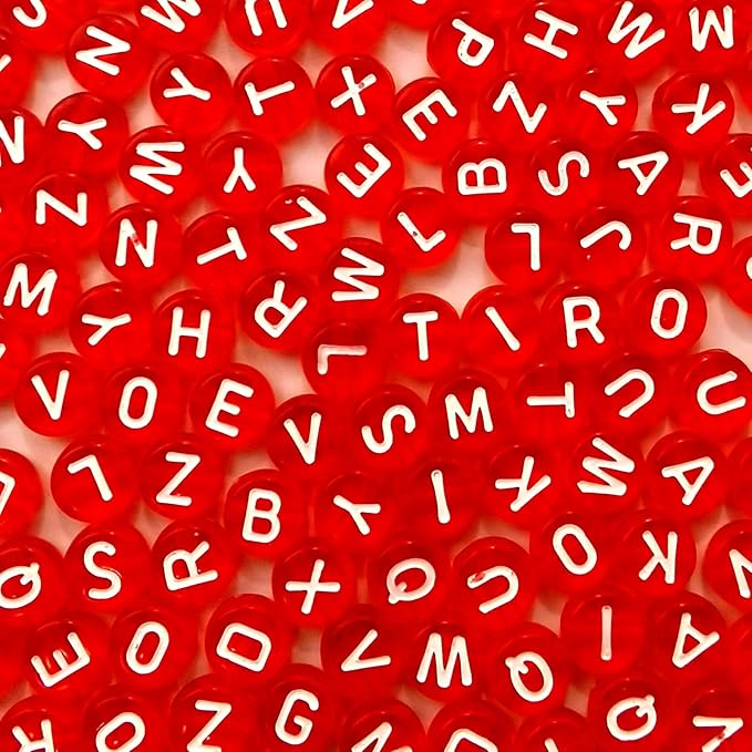 1000pcs Red Letter Beads 7x4mm for Jewelry Making Bracelet Hair Braids Crafts Christmas Decorations