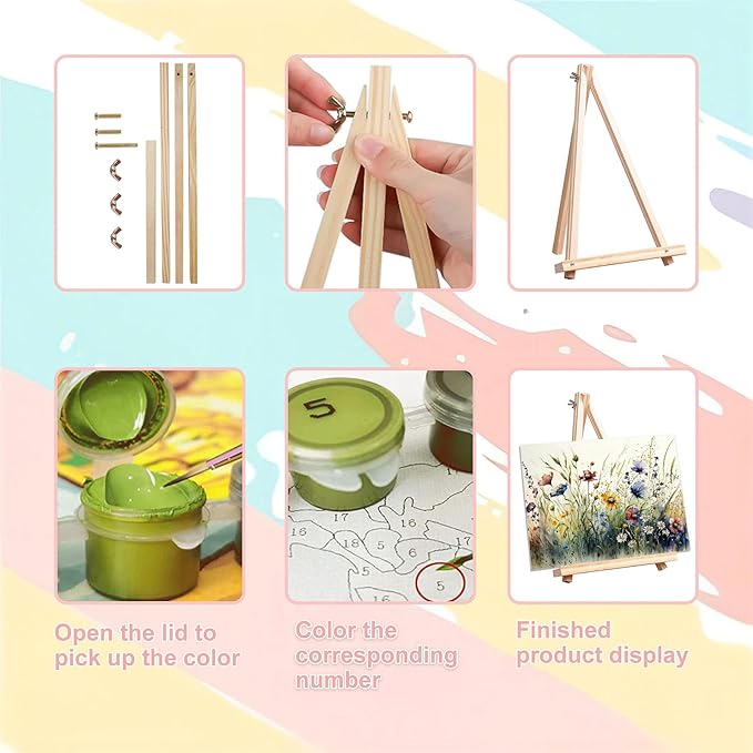 Flower Paint by Numbers for Adults with Framed Canvas-with Wooden Easel,Paint by Number on Canvas Flowers,DIY Acrylic Oil Painting Kits with Brushes Nice Gift Box for Home Wall Decor(16x20inch)