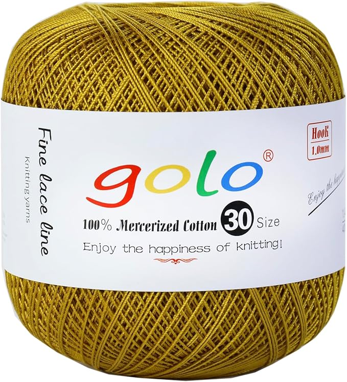 golo Crochet Thread Size 30 Yarn for Hand Kniting Yarn for Tatting Fruit Yellow 274