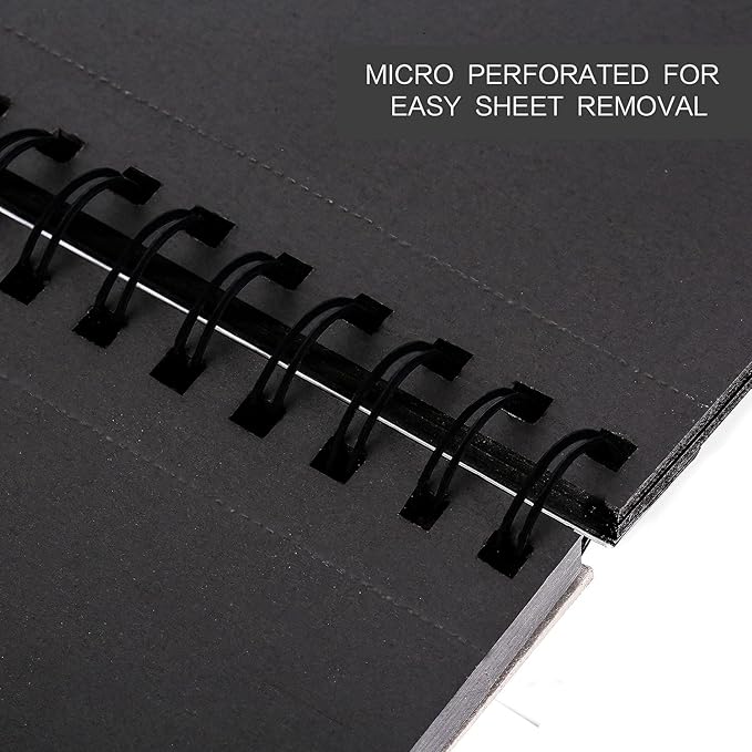 Bachmore Black Sketch Pad, 5.5''X8.5, 60 Sheets (122lb/ 180gsm),Top Spiral-Bound, Heavyweight Paper, for Graphite & Colored Pencils, Charcoal (5.5X8.5)