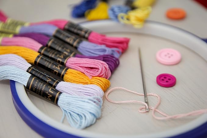 Pack of 12 Popular Colours Premium Embroidery Thread | 100% Egyptian Cotton Premium Skeins | Cross Stitch Embroidery Floss | Oeko TEX Certified| (12, Candy Bloom)