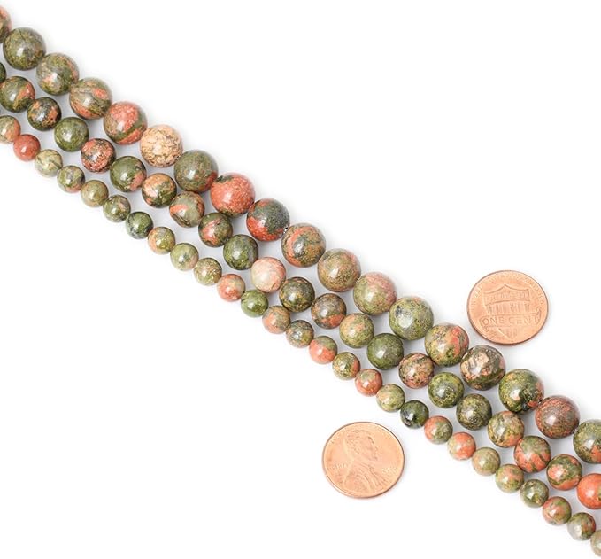 cheavian 45pcs 8mm natural unakite gemstone round loose beads for jewelry making diy handmade 1 strand 15"