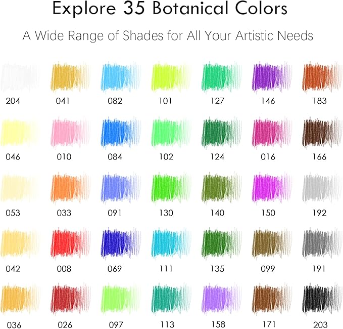 36-piece Green Botanical Colored Pencil Set, Pre-sharpened Wooden Colored Pencils for Adults Artists Beginners Coloring Books Drawing & Sketching
