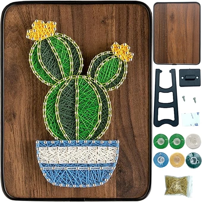 BAZIMA ALICE DIY String Art Kit for Beginner, DIY Cactus Potted Craft Kit,Unique Gift,Craft Kit for Holidays