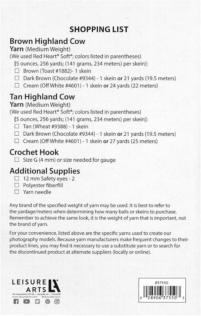 LEISURE ARTS Highland Cows Amigurumi Pattern – Crochet Amigurumi Pattern Books for Beginners & Experts Featuring Cute Highland Cows, A Must-Have Crochet Animals Book