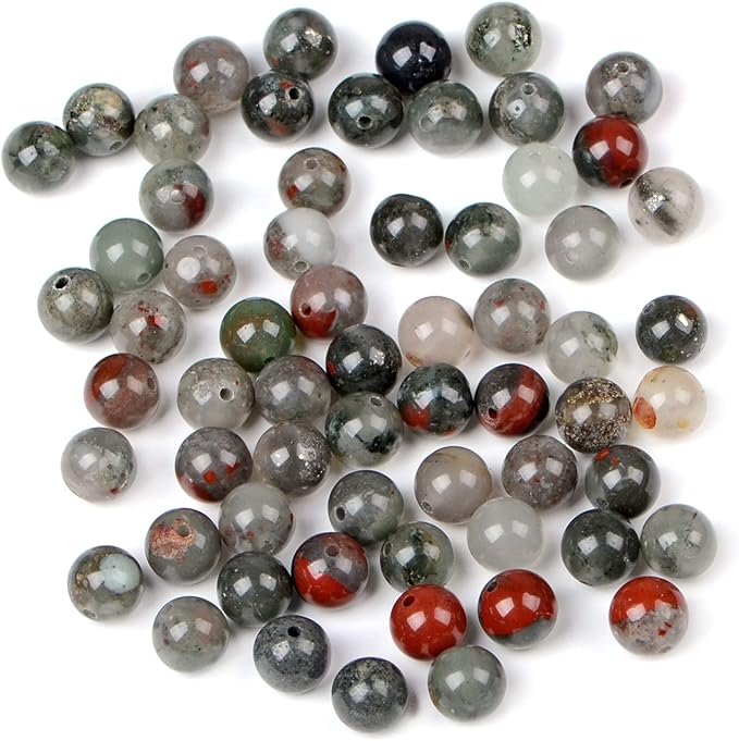 bymitel 210pcs natural crystal beads stone gemstone round energy healing loose beads with stretch cord for jewelry making bracelets anklets (bloodstone, 4mm 210pcs)