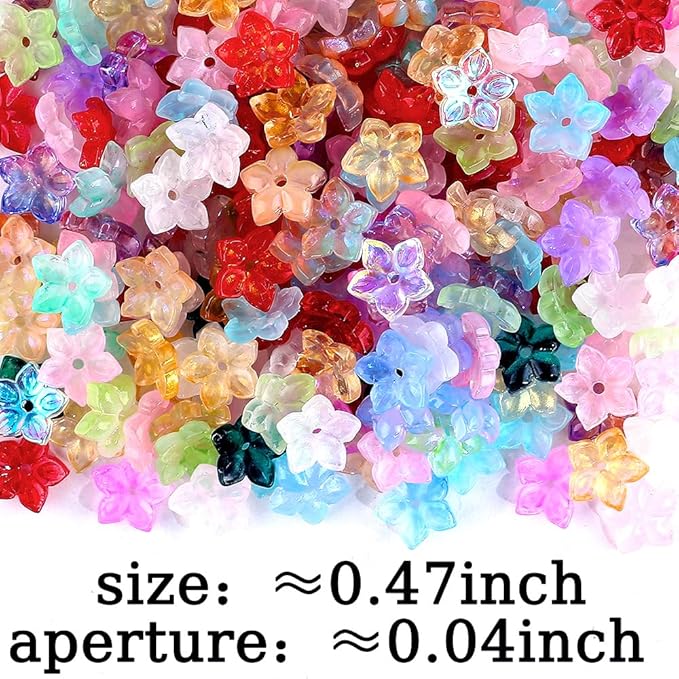 60PCS Colorful Flower Glass Beads Bulk Jewelry Beads for Jewelry Making Supplies Flower Charms for Bracelets Floral Charm Necklace Bracelet Making Kit Bead Spacers with Hole Cute Flowers Bead Charms