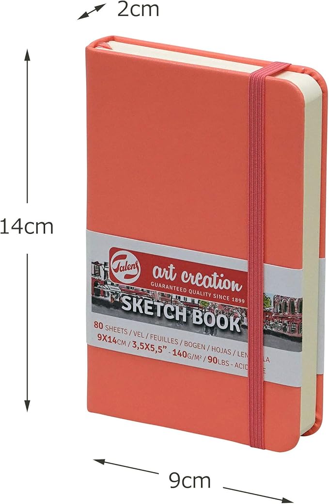 royal talens t9314-311m 441840 talens art creation sketchbook, drawing notebook, 3.5 x 5.5 inches (9 x 14 cm), coral red
