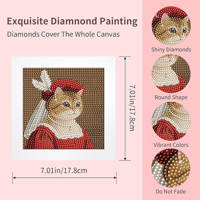FlyingMage 5D Diamond Art Painting Kits with Wooden Frame, Cute DIY Diamond Art Mosaic Kits for Adults Women Teen, Kawaii Diamond Crafts Arts Full Drill Diamond Dots (Red Queen)
