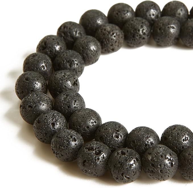 100pcs 6mm black lava beads natural gemstone beads round loose beads for jewelry making