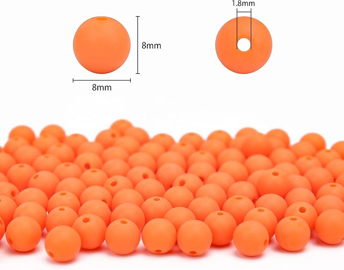 bonny boxx 500pcs 8mm matte orange-red acrylic round beads, frosted plastic resin bubblegum balls chunky gumball beads for necklace and bracelet making, crafting supplies