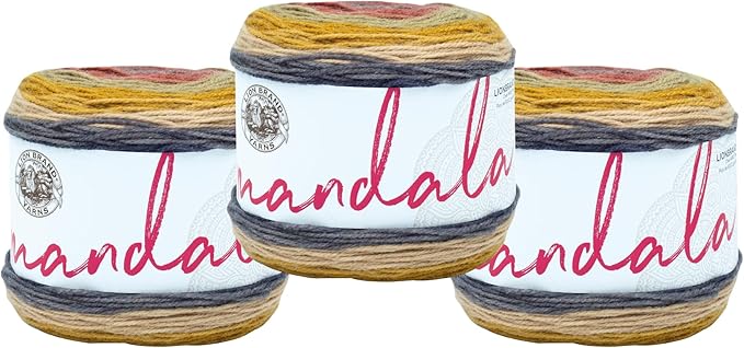 Lion Brand Yarn, Mandala DK Lightweight Yarn for Knitting, Crochet, and Crafts, Centaur, 3 Pack, Self-Striping Acrylic Fiber for Baby Blankets, Multicolor Shawls and Variegated Cardigans