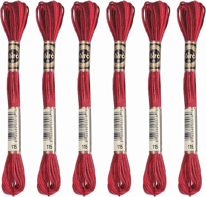 PATIKIL 6 Skeins Embroidery Floss, Polyester Embroidery Threads Bracelets String for Cross-Stitch Hand Embroidery, Dark Red