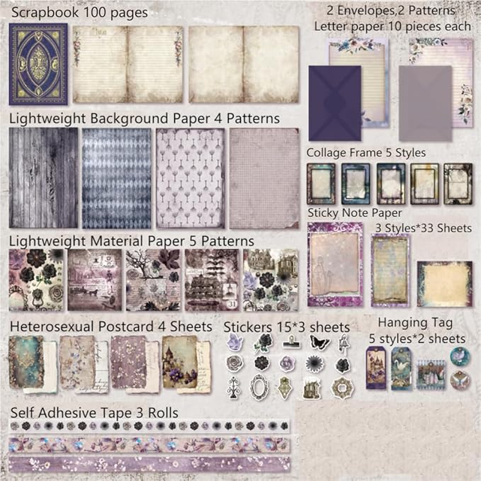 Diuhofart Ultimate Vintage Scrapbook Supplies & Junk Journal Kit - A6 Retro Notebook, Aesthetic Stationery Supplies, Craft Gift Set for Women, Perfect for Journaling & Scrapbooking