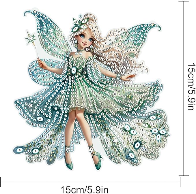AiYuanzsh Green Butterfly Fairy Diamond Art Painting Hanging Pendant Kit Special Shaped Diamond Dots Art Acrylic Ornaments Diamond Art Painting Pendant for Adult Home Wall Window Decor Gift