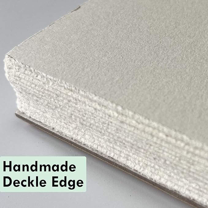 tumuarta deckle edge paper sketchbook, 92 lb, 150 gsm, 80 sheets mixed media paper, acid free, handmade journal hardbound sketch book for pencil, ink, markers, acrylic and more (6" x 6")