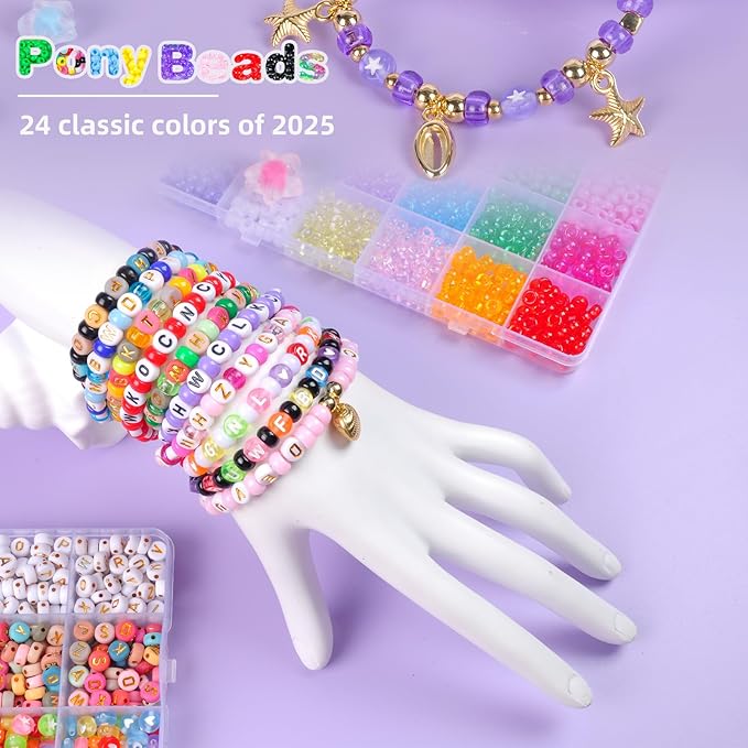 OCCALONG 6 Box Set Friendship Bracelet Making Kit - 13000 Pcs, DIY Jewelry Making Set - Includes Clay, Seed, Pony Beads, Charms, and String