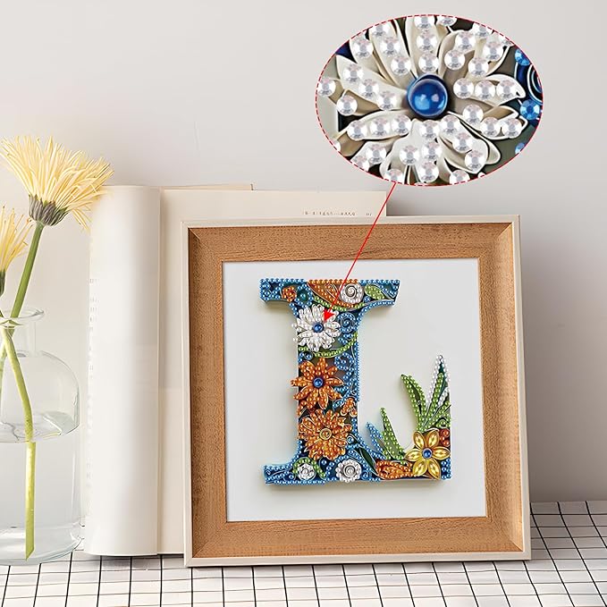 MVVMTOP Diamond Painting Kit, 5D DIY Letter L, Special Shape Crystal Artificial Diamond Art Partial Mosaic Handicraft for Beginners, Wall Decor Gift for Bedroom, Office, Living Room 6.7x6.7in