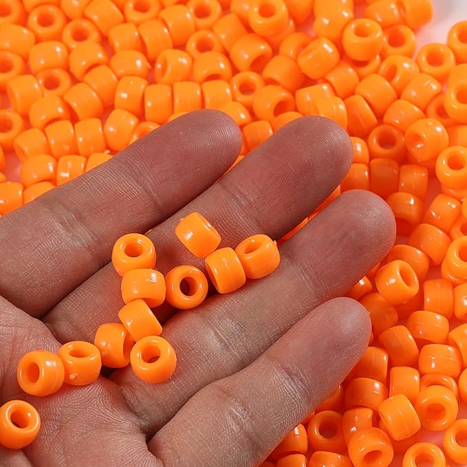 Gxueshan 1000 Pcs Acrylic Single Color Pony Beads 6x9mm Pony Beads Bulk for Bracelets Making Plastic Beads Hair Beads for Braids