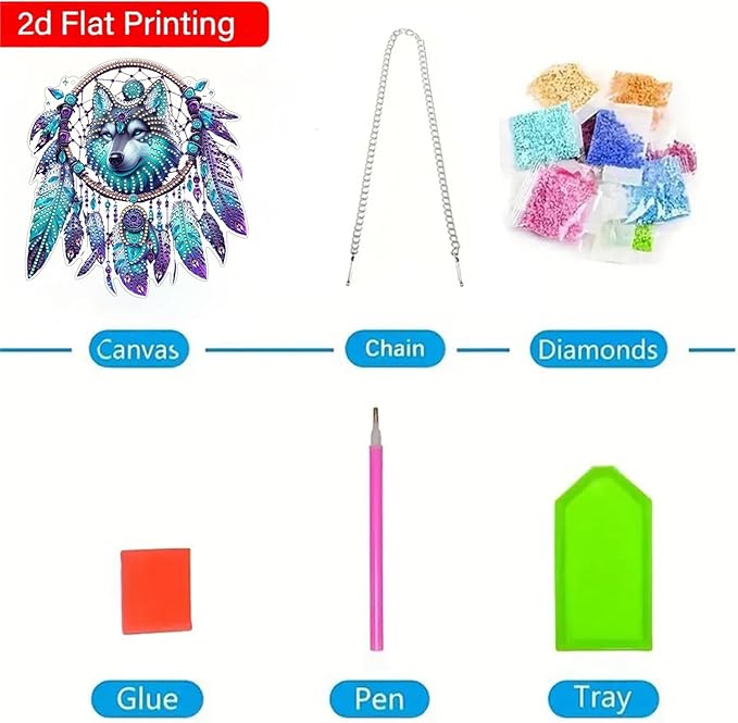 ARPADAMO Hanging Diamonds Art kit for Adult,DIY Wolf Head Pendant Diamonds Painting Art Kit, 7.8x7.8 inch Acrylic Diamonds Painting Board Kit Ornament, Special Crystal Diamond Hanging Ornament