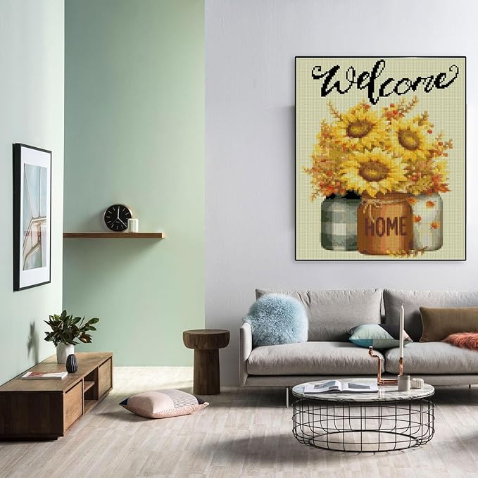 mybisymqq flowers stamped cross stitch kits cross stitch patterns,full line diy cross stitch stitching kit for home decor cross stitch patterns 11.8x15.7 inches