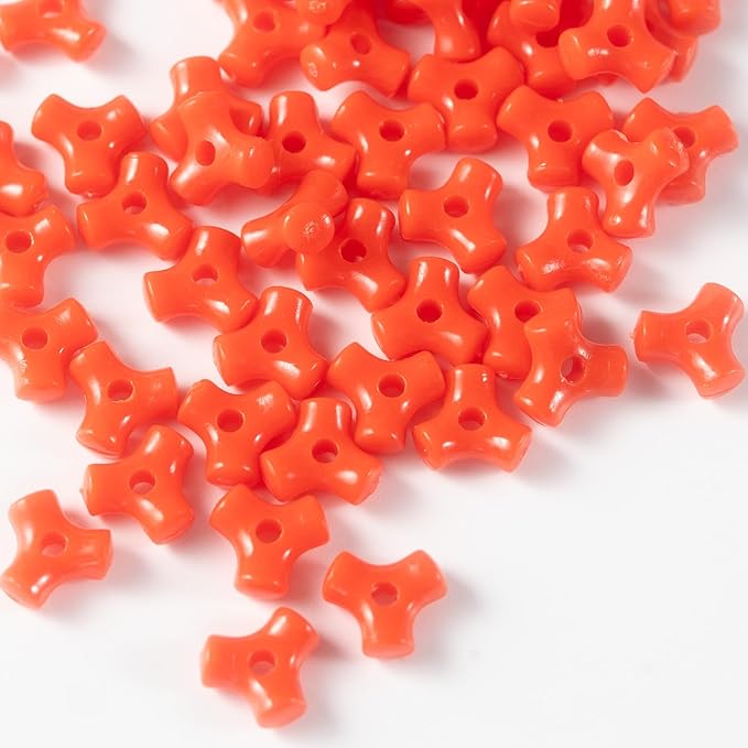 1300 Pcs Acrylic 10mm Plastic 3-Sided Kandi Tri Beads Tri-Shaped Beads Bone Beads Bulk for Wreath Candy Cane Rainbow Holiday Tree Decorations Bead Ornament Jewelry Making Kit (Opaque Red)