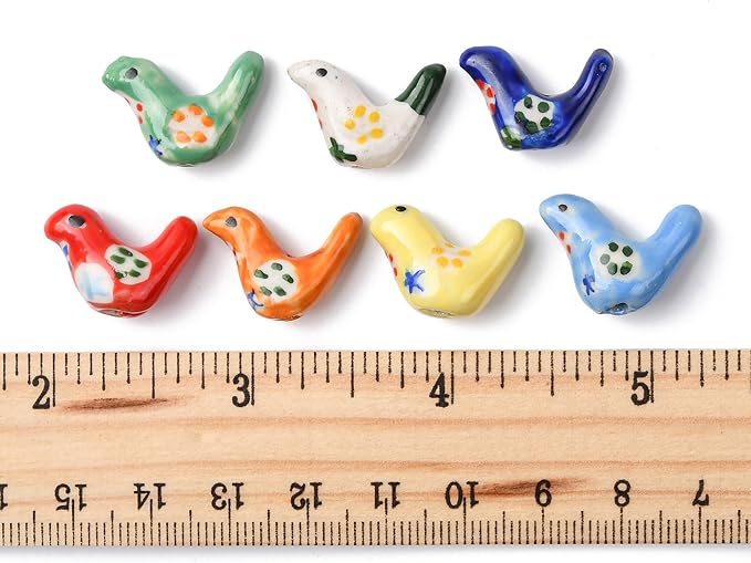 8Pcs Porcelain Ceramic Pigeon Shape Beads, 7 Colors Cute Animal Porcelain Loose Spacer Beads for DIY Necklaces Bracelets Crafts Supplies Jewelry Accessories