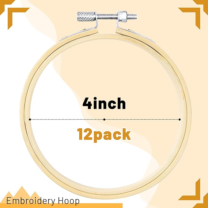 giemson embroidery hoop 4 inch 12 pieces small embroidery hoops bamboo circle cross stitch hoop for embroidery art craft sewing