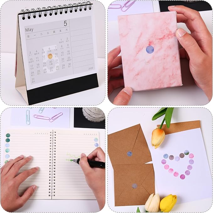 36 Sheets 1872 Pcs Washi Dot Stickers, 8mm/13mm Colorful Circles Stickers, Monet Garden Style Decorative Sticker Dots for Scrapbooking, Planners, Envelope, Crafting