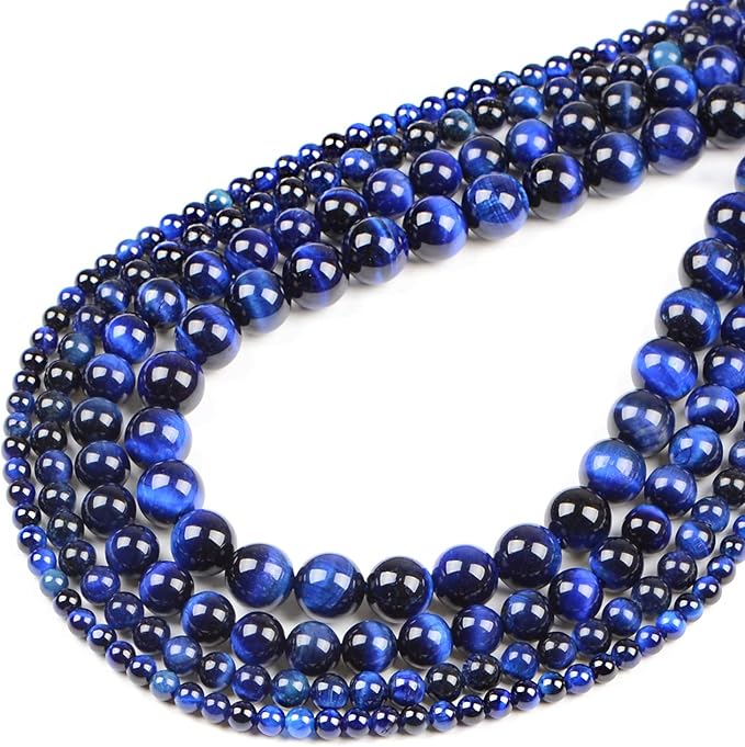 bymitel 140pcs crystal beads stone gemstone round energy healing loose beads with stretch cord for jewelry making bracelets anklets (blue tiger's eye, 8mm 140pcs)